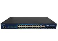 Vorderansicht eines Netzwerk-Switches mit mehreren Ethernet-Anschlüssen auf der Frontplatte