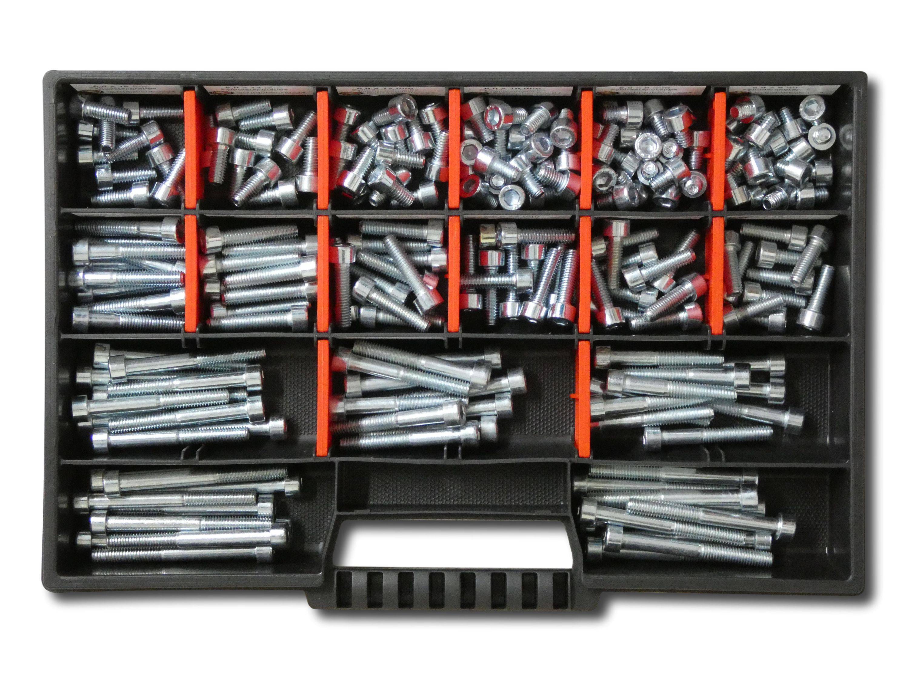 200 tlg Zylinderschrauben Sortiment M6 // 6mm-60mm Schrauben Set Schraubenbox DIN 912/ISO4762 Bolzen Vollgewindeschrauben Maschinenschrauben