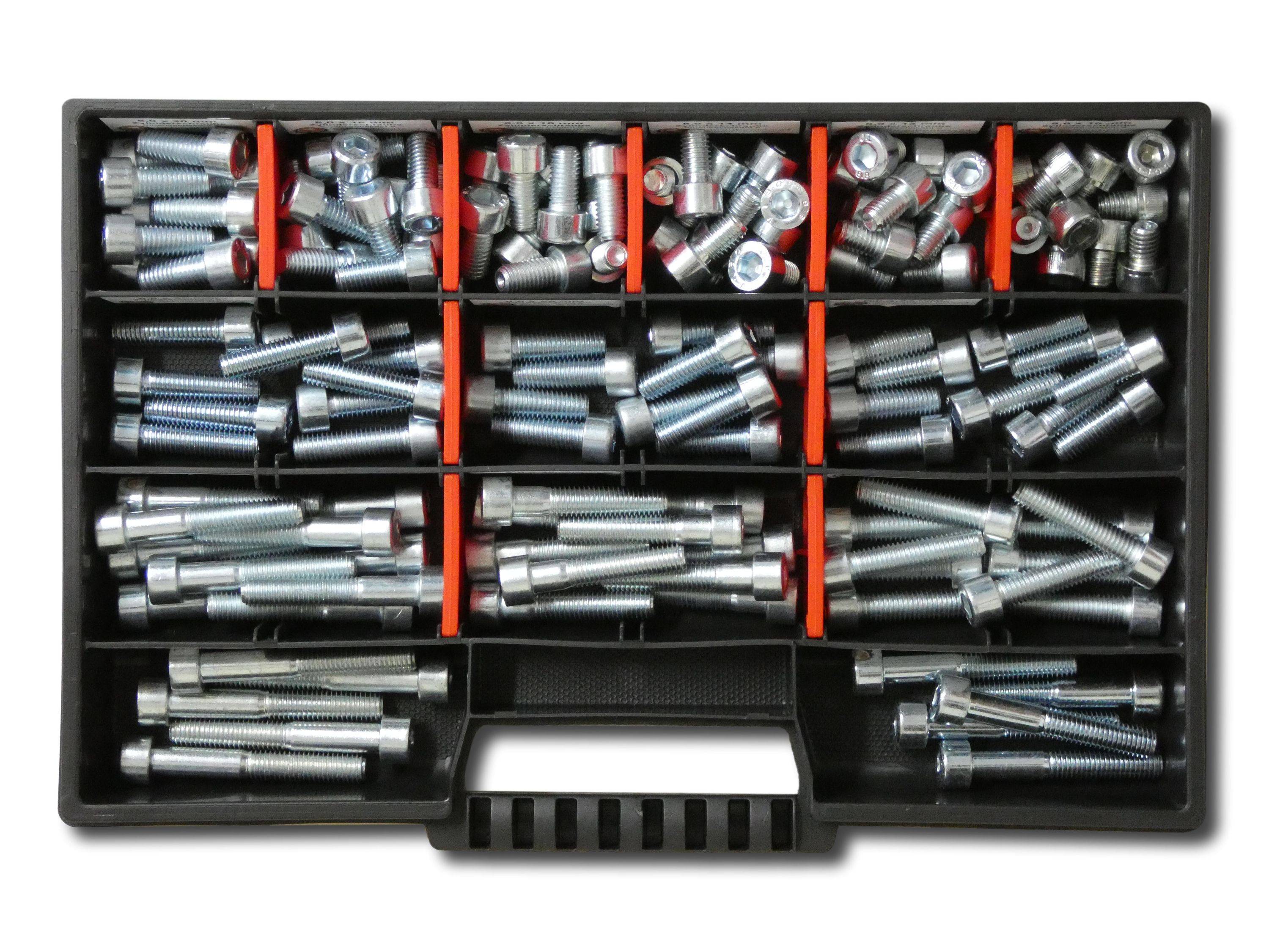 130 tlg Zylinderschrauben Sortiment M8 // 10mm-55mm Schrauben Set Schraubenbox DIN 912/ISO4762 Bolzen Vollgewindeschrauben Maschinenschrauben