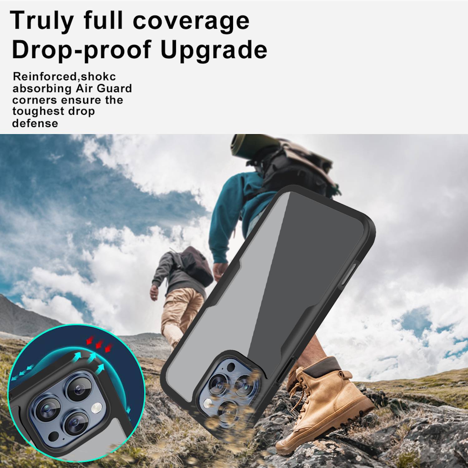 Für Apple iPhone 16 Pro Max Full Body 360 Grad Hybrid Bumper Schwarz