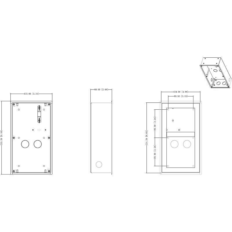 Dahua - VTM127 - 2 Modul Aufputz/Unterputz Box, Zubehörartikel, Unterputz Dose, Aufputz Dose - Modell: Intercom V3.200