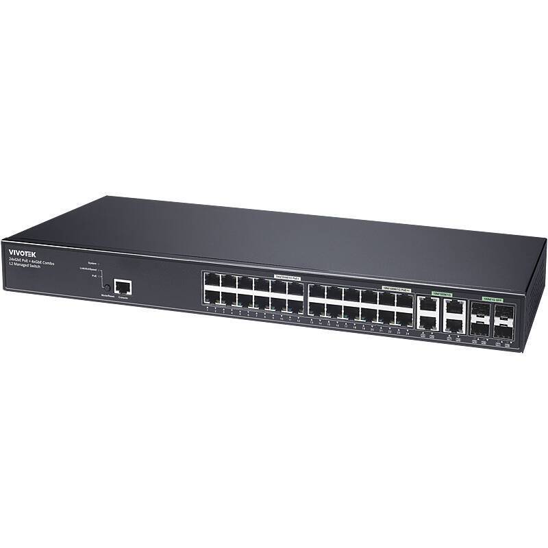 VIVOTEK AW-GEV-288A-370 Switch L2 man. 28-Port PoE, Switch | PoE-Stromversorgung | Anwendung: Videoüberwachung | Farbe: