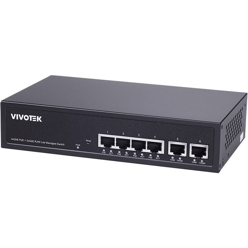 VIVOTEK AW-GEL-065A-060 Switch man. 6-Port PoE, Switch | PoE-Stromversorgung | Anwendung: Videoüberwachung | Farbe: Sch