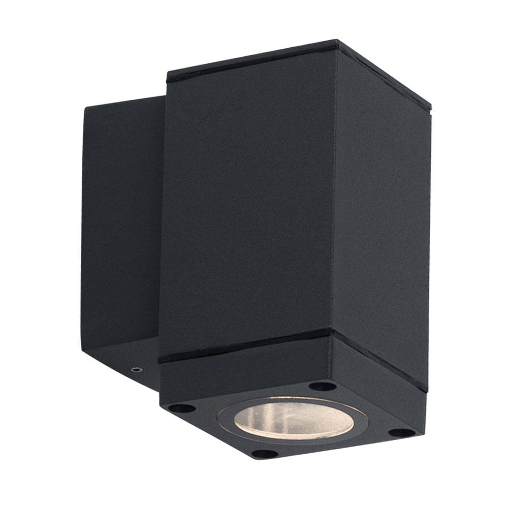 Wandleuchte grau Aluminium Außenleuchte Wandlampe Hauswandleuchte, Down Strahler, LED 4,5W 400Lm warmweiß, LxBxH 6,3x9,9x11,2 cm