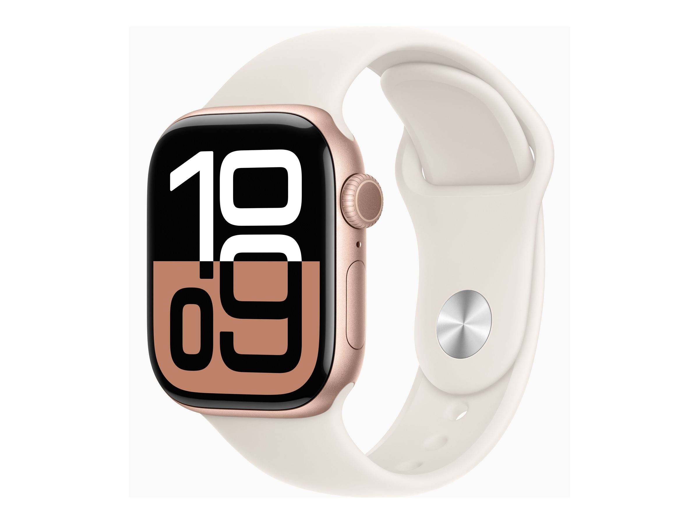 Apple Watch S10 (2024) Aluminium 42mm rosegold (Sportarmband blassrosa) S/M