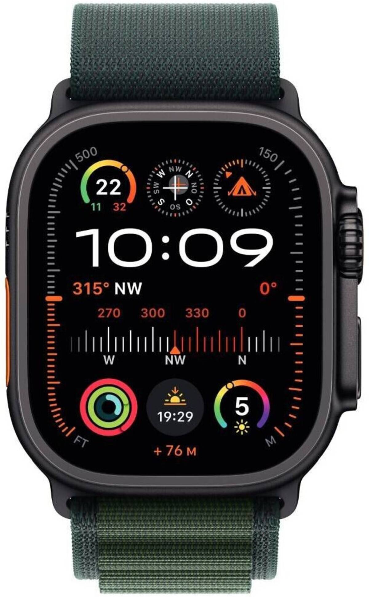 Apple Watch Ultra 2 49mm Titan Schwarz GPS + Cellular Alpine Loop Medium dunkelgrün