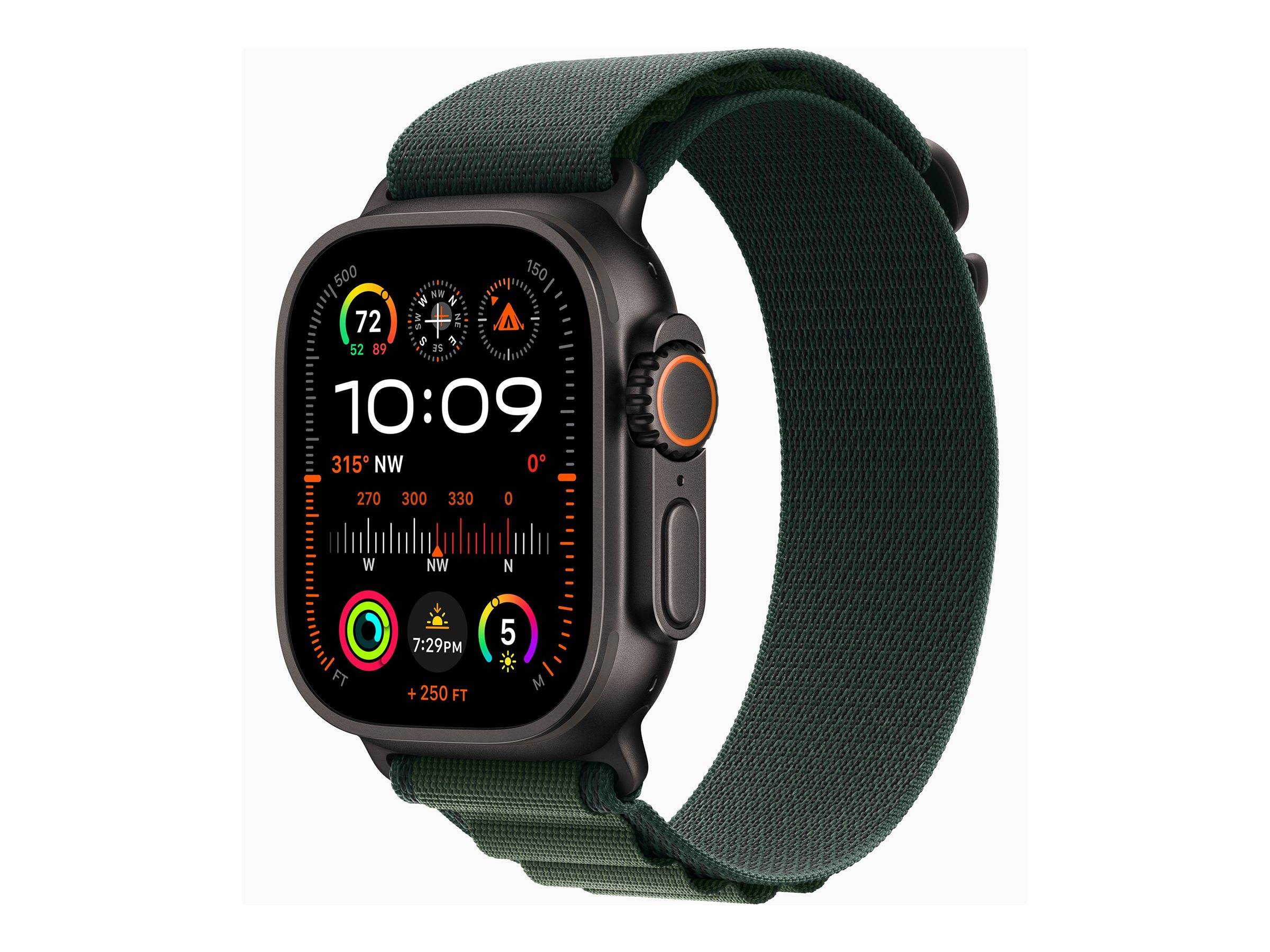 APPLE Watch Ultra 2 GPS + Cellular 49mm Black Titanium Case with Dark Green Alpine Loop - Large