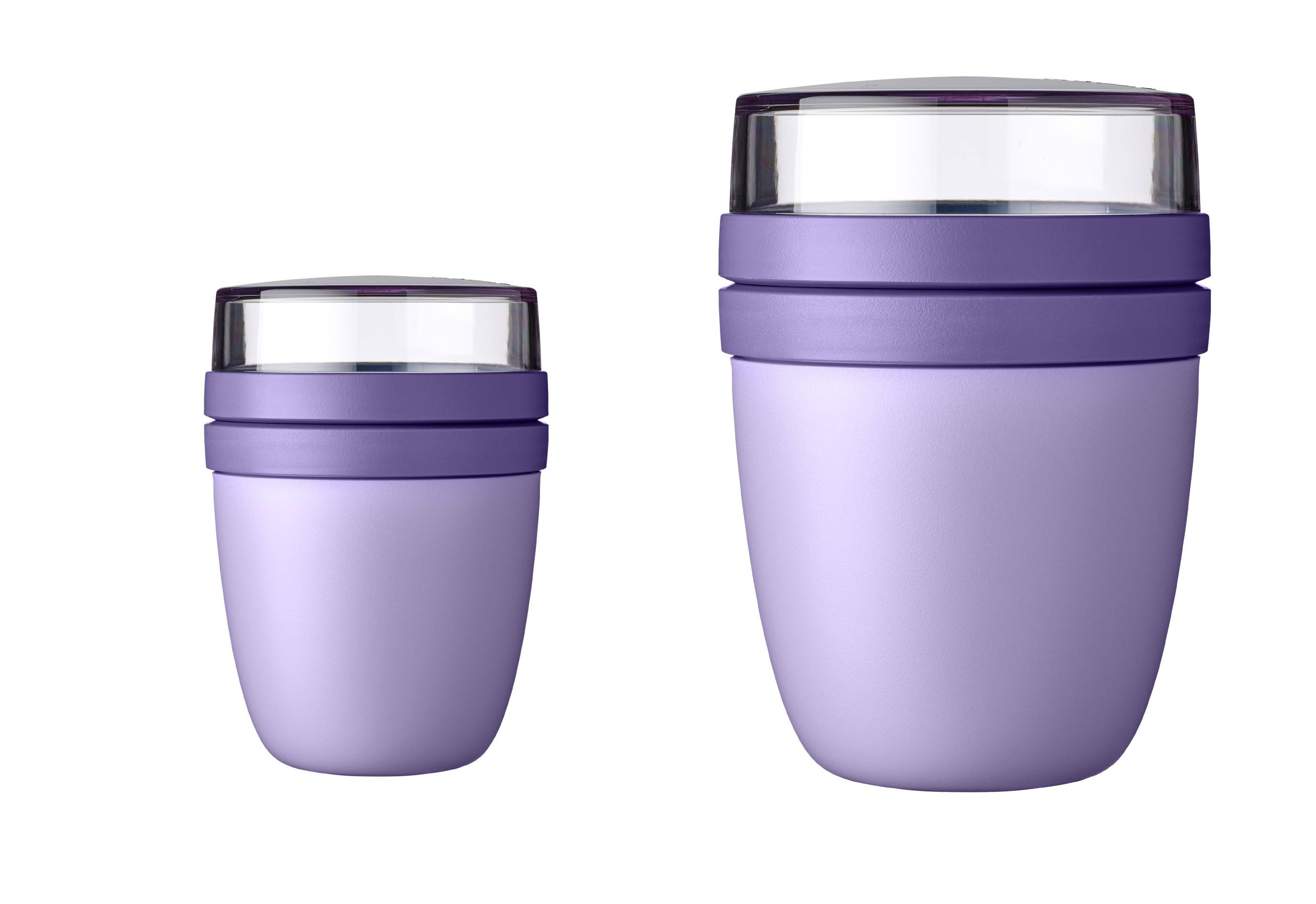 Mepal | Lunchpot Ellipse Duo Pack | Müslibecher & Joghurtbecher | für Tiefkühler, Mikrowelle & Spülmaschine | 300 & 500 ml | Vivid Lilac