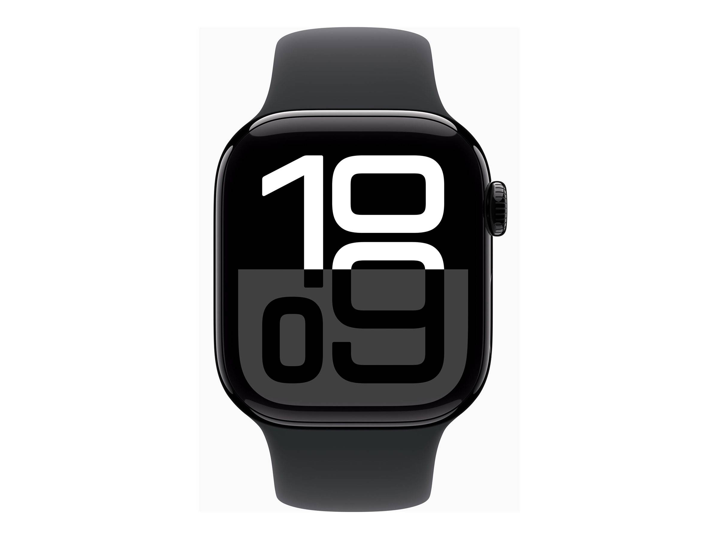 Apple Watch S10 (2024) Aluminium Cellular 42mm diamantschwarz (Sportarmband) S/M