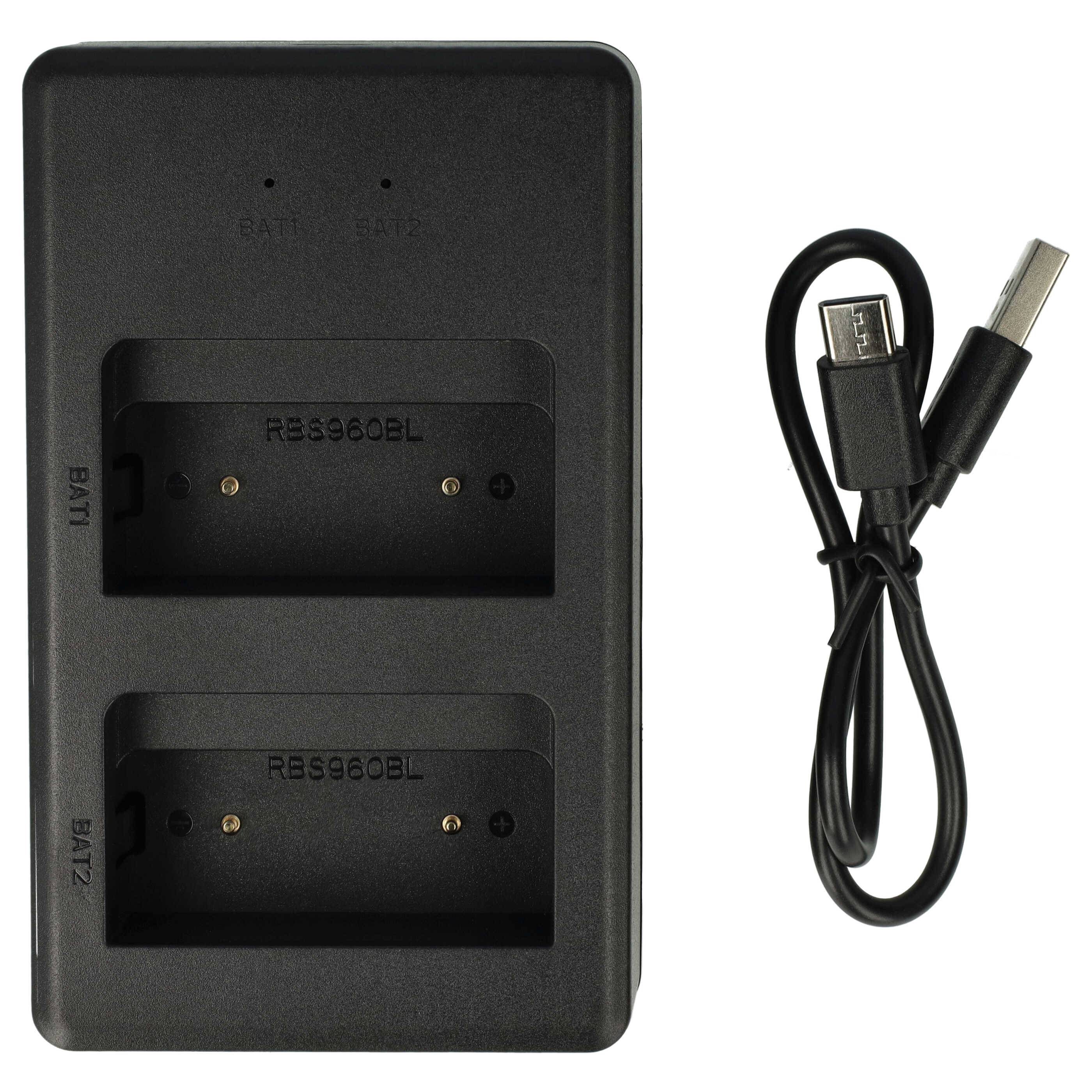 Ein Dual-Batterieladegerät mit zwei Steckplätzen mit den Beschriftungen „BATT1