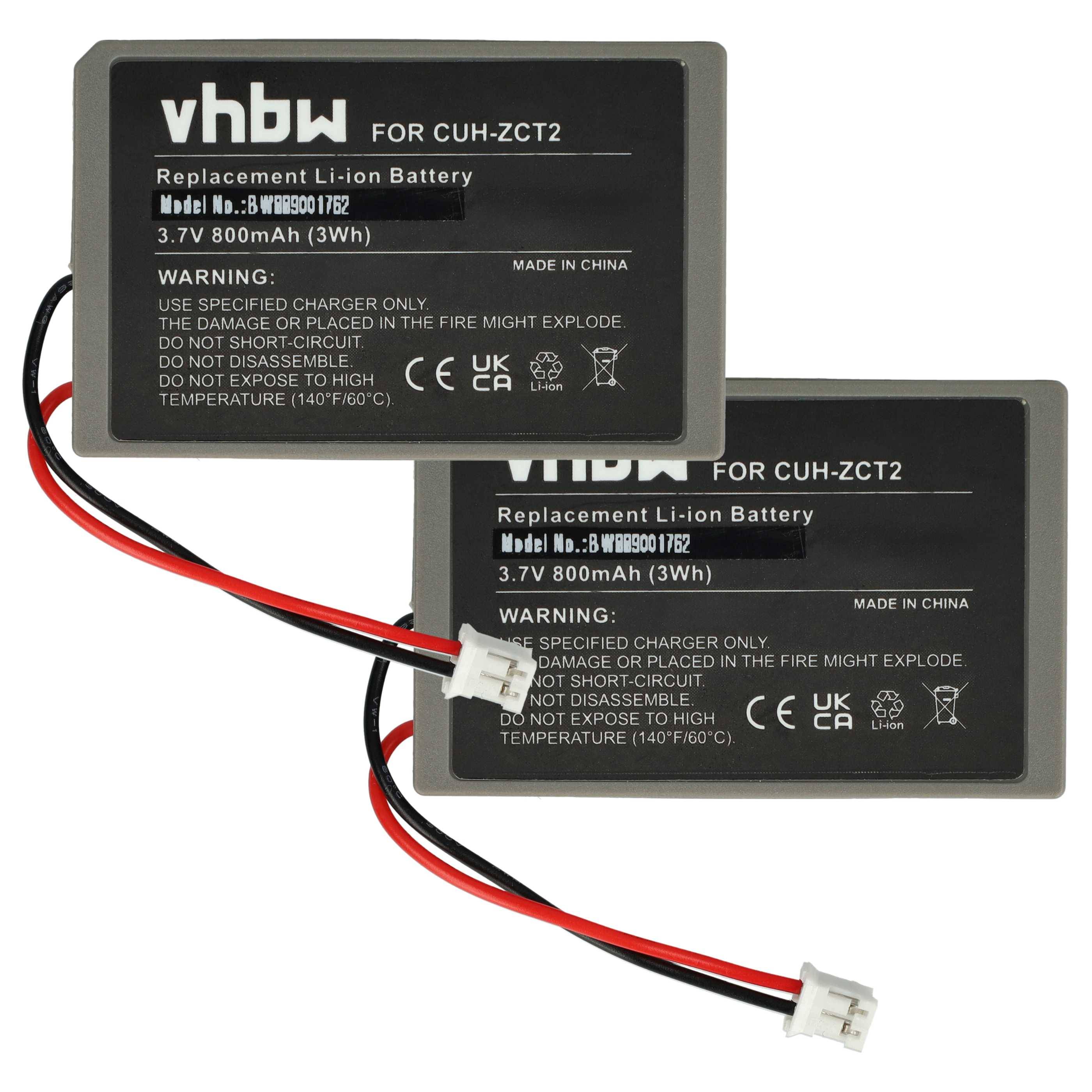 vhbw 2x Akku Ersatz für Sony KCR1410, LIP1522 für Controller (800 mAh, 3,7 V, Li-Ion)