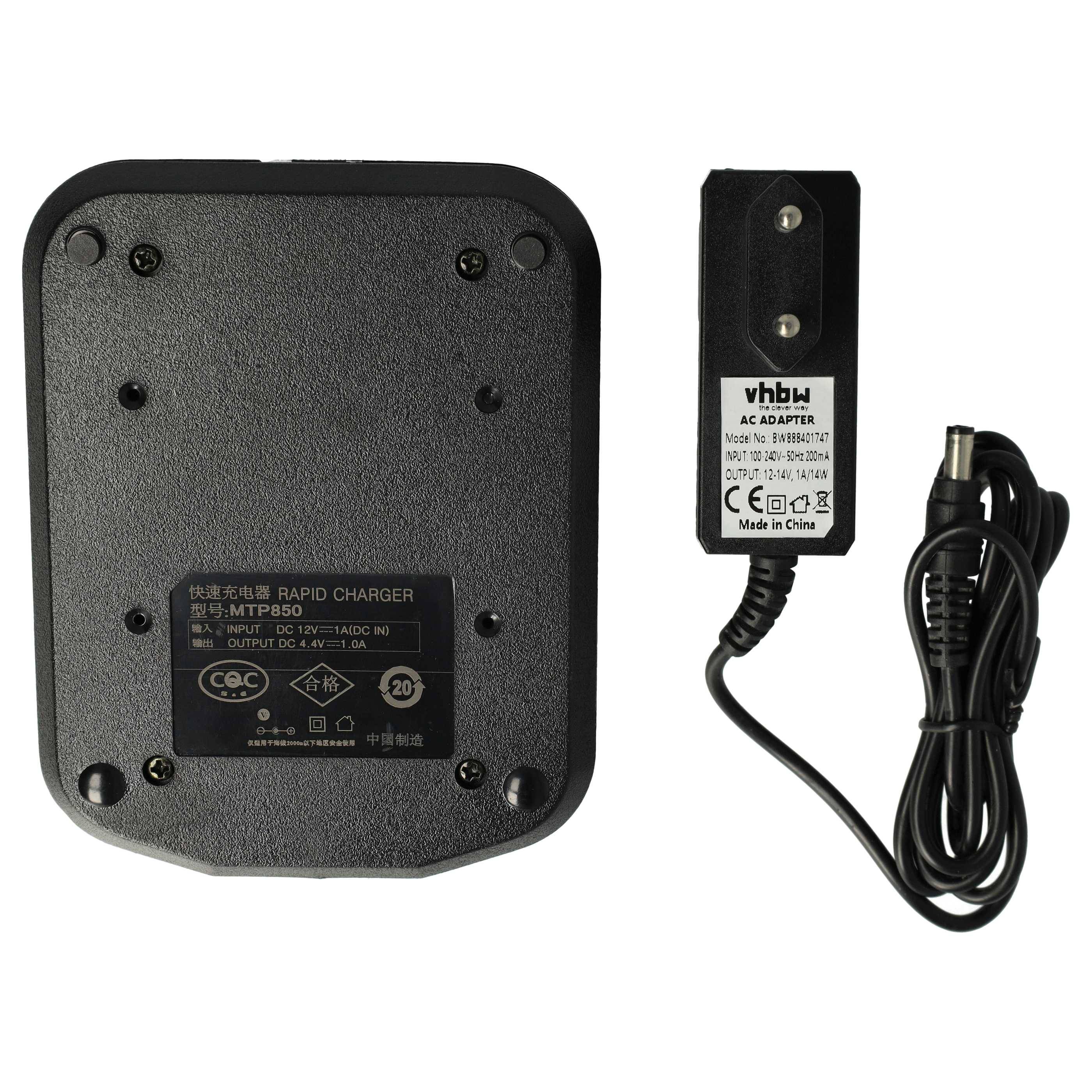 vhbw Akku-Ladegerät kompatibel mit Motorola MTP800, MTP830 Funkgerät Walkie Talkie Akkus (Ladeschale, Netzteil) - 4,4 V, 1,0 A
