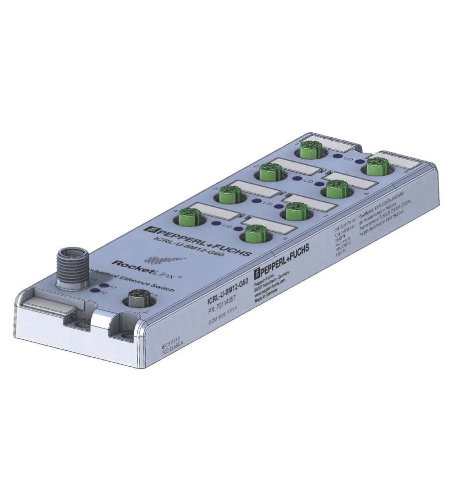 Pepperl+Fuchs Fabrik Unmanaged-Ethernet-Switch ICRL-U-8M12-G60