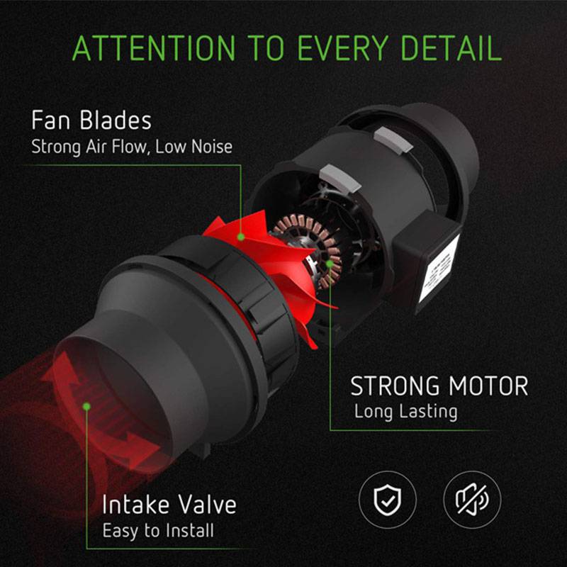 4“ (100mm) GDFP100 Inline-Ventilator, Kanalventilator Fan mit Variablem Drehzahlregler für Grow Box Pflanzenzelte