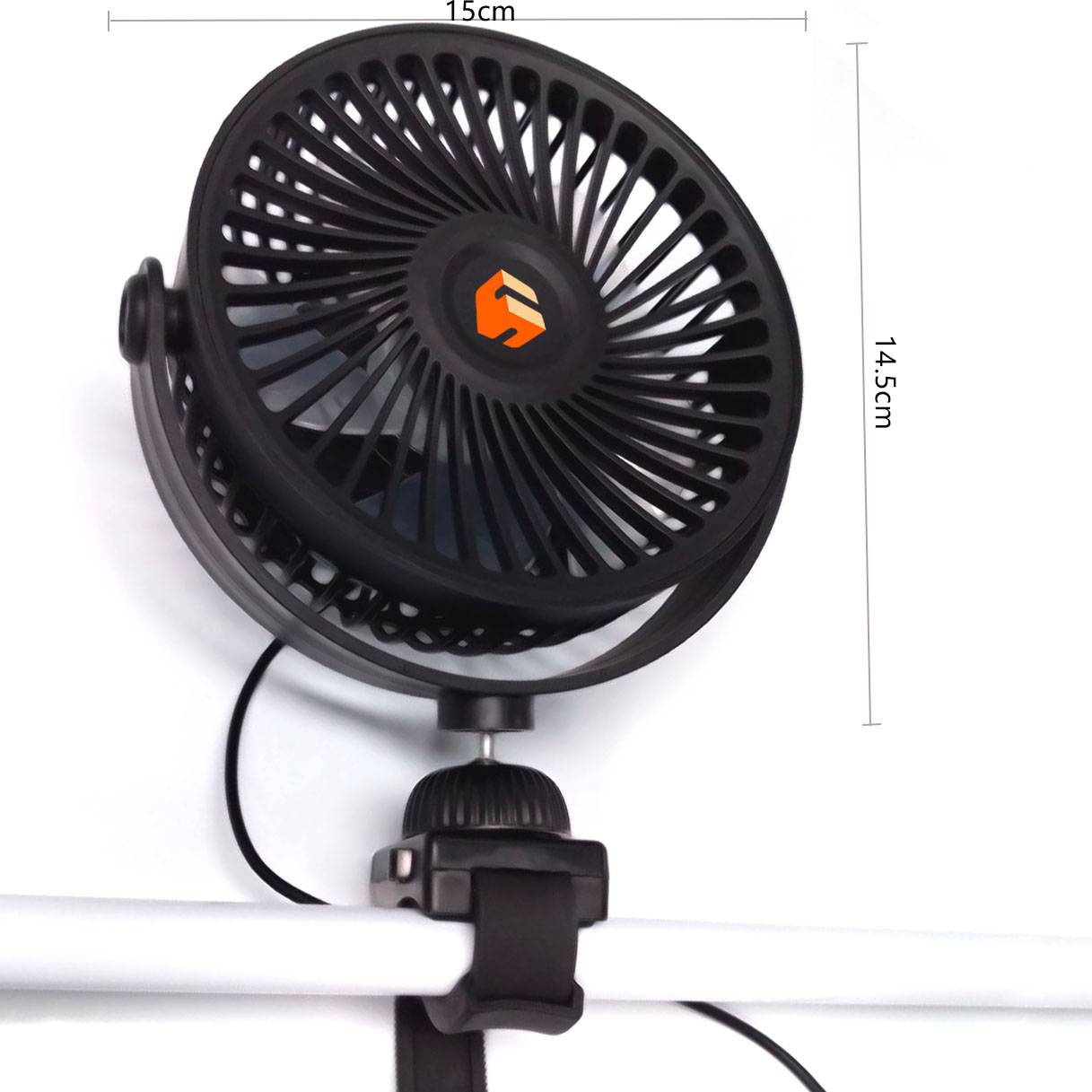 5-Zoll Ventilatorkopf Ventilator 360° Rotation Fan, mit Dual USB Charger Ladegerät Adapter&1,5m USB Verlängerungskabel