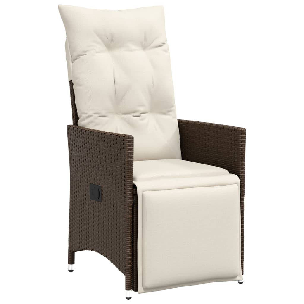 vidaXL 7-tlg. Garten-Bistro-Set mit Kissen Braun Poly Rattan