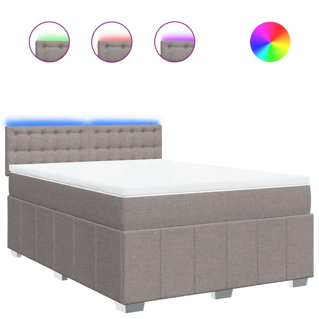 vidaXL Boxspringbett mit Matratze Taupe 160x200 cm Stoff