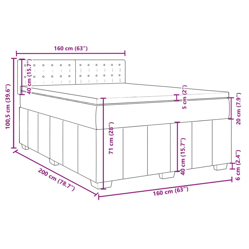 vidaXL Boxspringbett mit Matratze Schwarz 160x200 cm Stoff