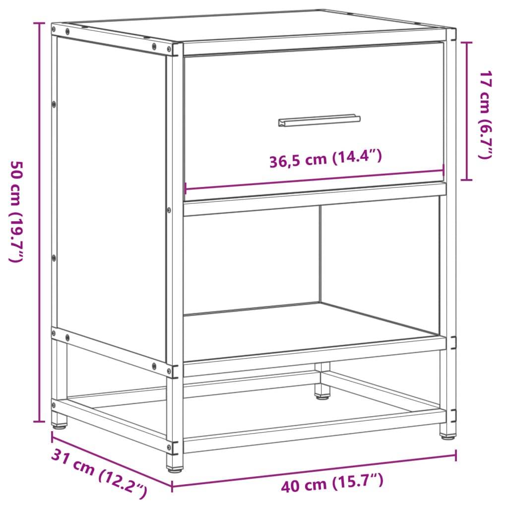vidaXL Nachttisch Braun Eichen-Optik 40x31x50 cm Holzwerkstoff