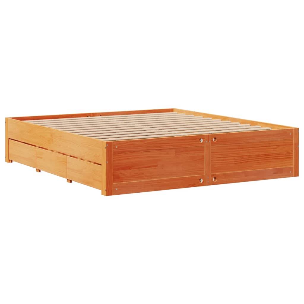 vidaXL Massivholzbett ohne Matratze mit Schubladen Braun 200x200 cm