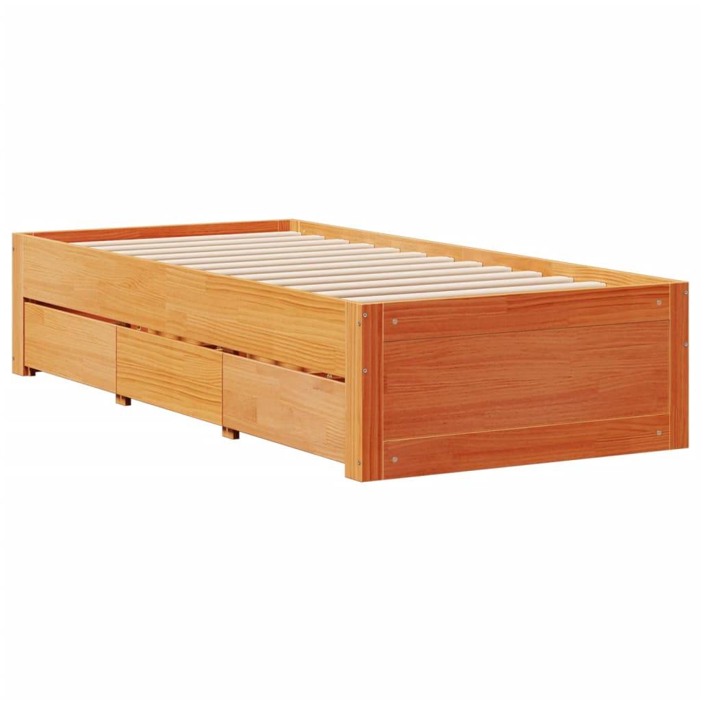 vidaXL Massivholzbett ohne Matratze mit Schubladen Braun 90x190 cm