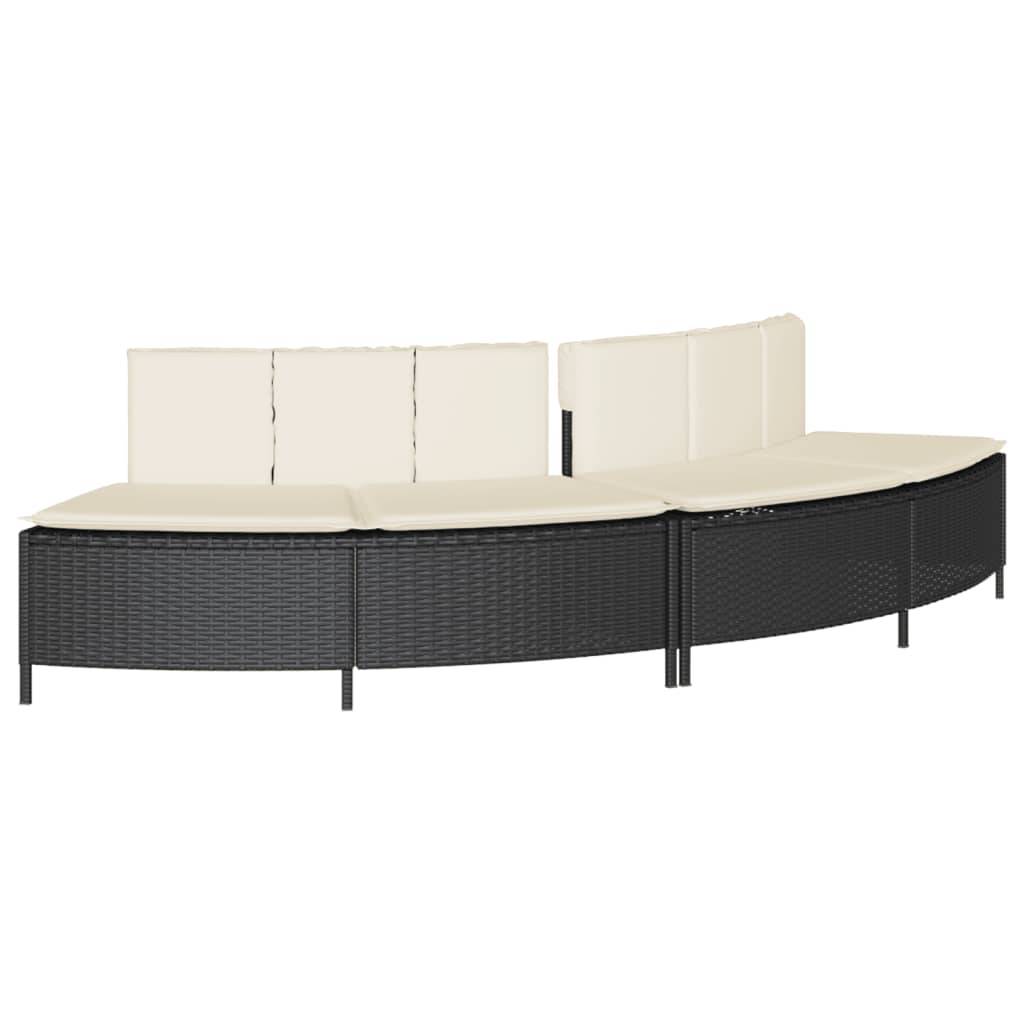 vidaXL Whirlpool-Bänke mit Auflagen 2 Stk. Schwarz Poly Rattan
