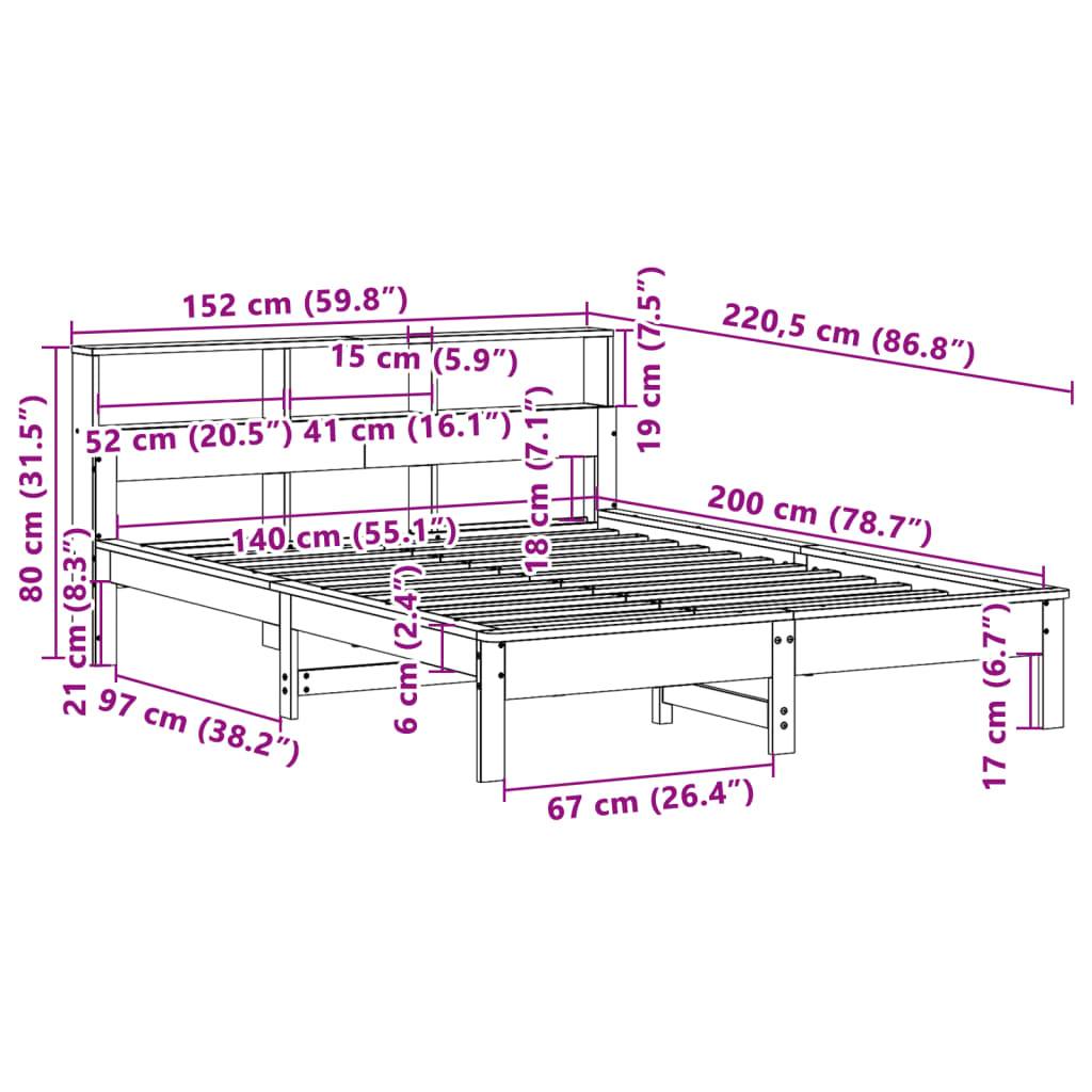 vidaXL Massivholzbett ohne Matratze Weiß 140x200 cm Kiefernholz