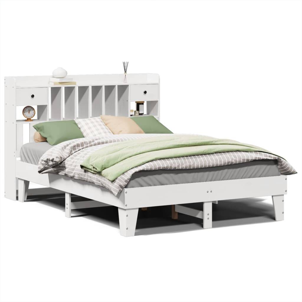vidaXL Massivholzbett ohne Matratze Weiß 140x190 cm Kiefernholz