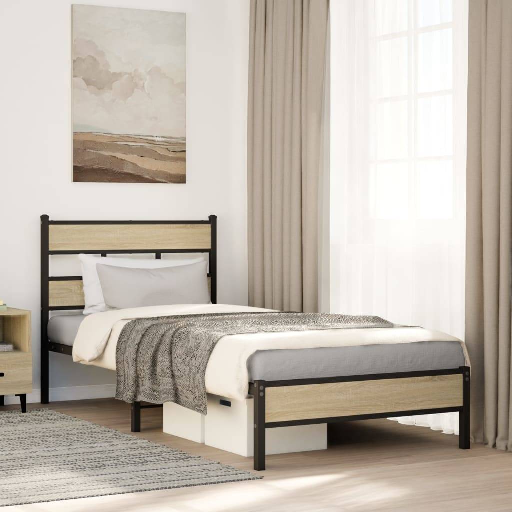 vidaXL Bettgestell ohne Matratze Sonoma-Eiche 75x190 cm Holzwerkstoff
