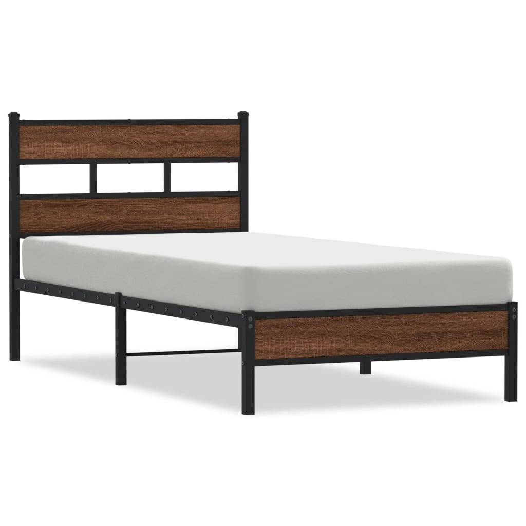 vidaXL Bettgestell ohne Matratze Braun Eiche 100x190 cm Holzwerkstoff
