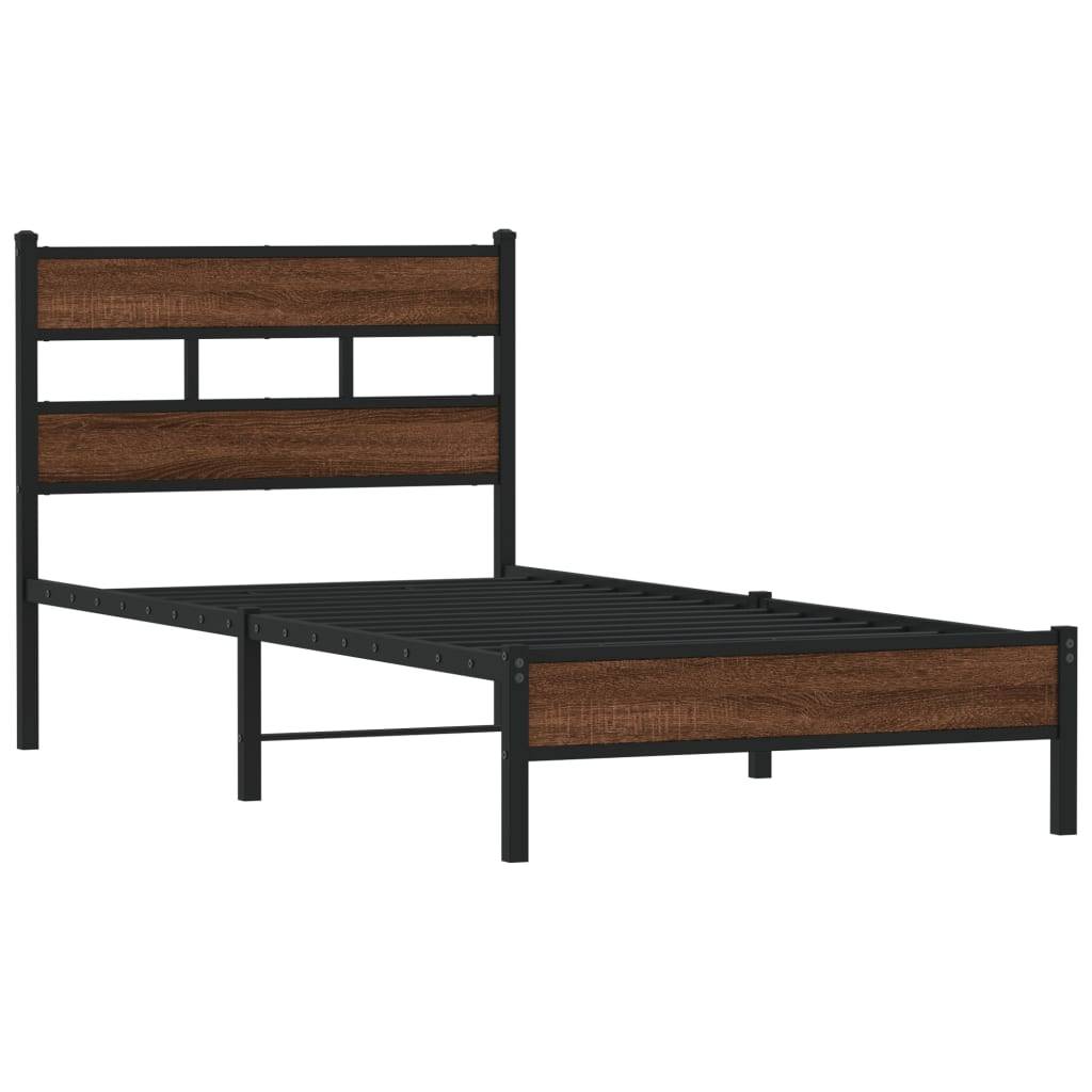 vidaXL Bettgestell ohne Matratze Braun Eiche 100x190 cm Holzwerkstoff