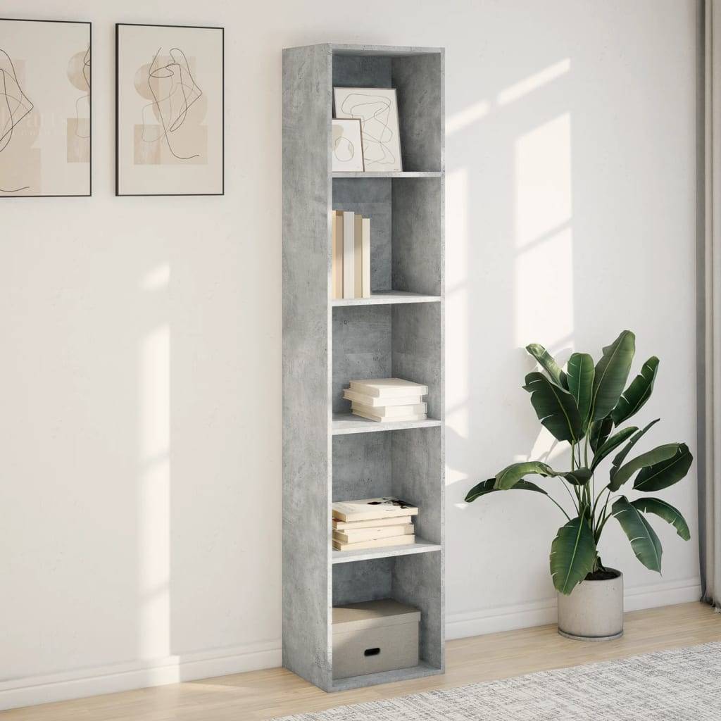 vidaXL Bücherregal Betongrau 40x30x189 cm Holzwerkstoff