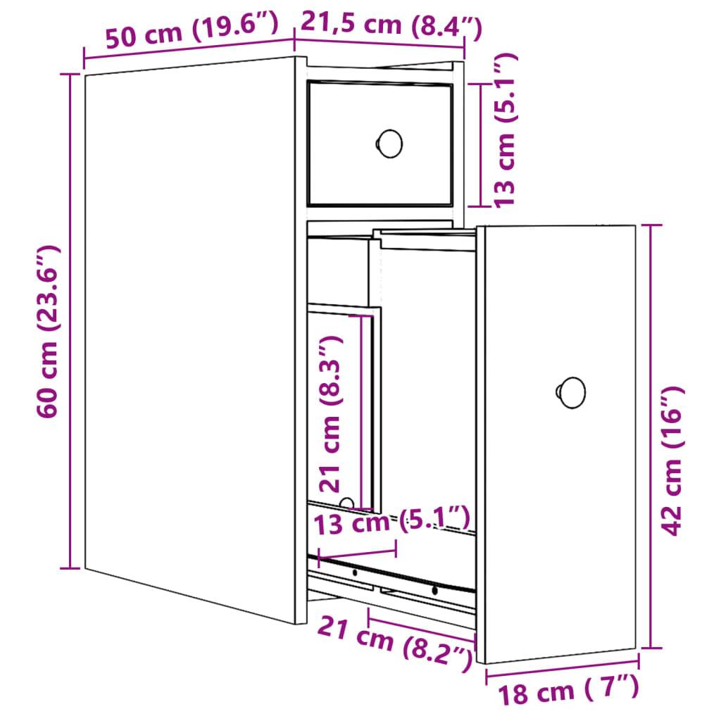 vidaXL Badschrank Schmal mit Rollen Räuchereiche Holzwerkstoff