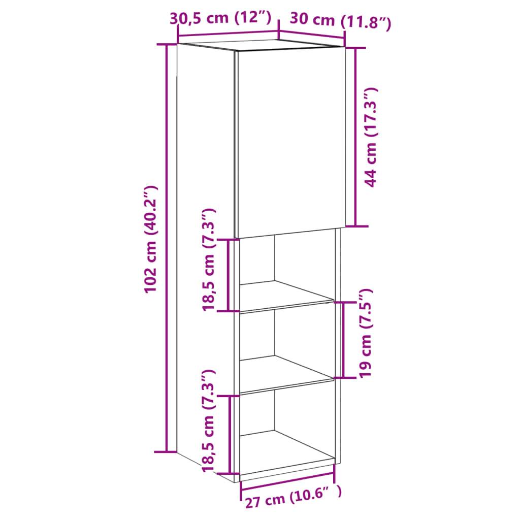 vidaXL TV-Schrank mit LED-Leuchten Altholz-Optik 30,5x30x102 cm