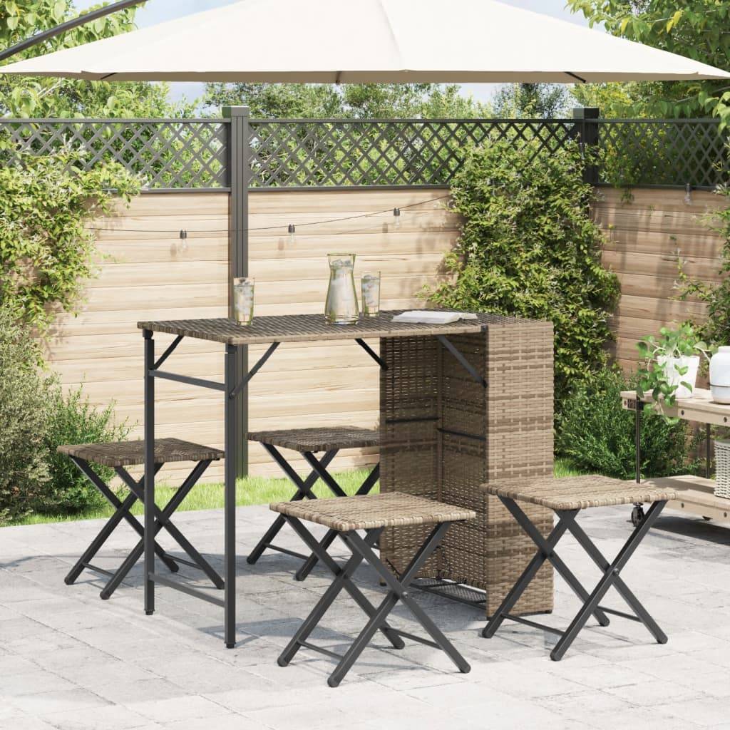 vidaXL 5-tlg. Garten-Essgruppe Klappbar Beige Poly Rattan