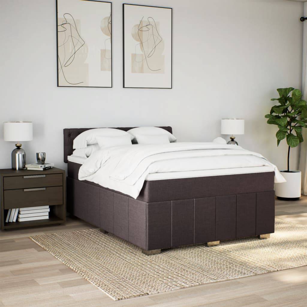 vidaXL Boxspringbett mit Matratze Dunkelbraun 160x200 cm Stoff