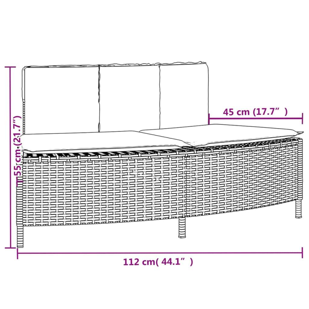 vidaXL Whirlpool-Bänke mit Auflagen 2 Stk. Schwarz Poly Rattan