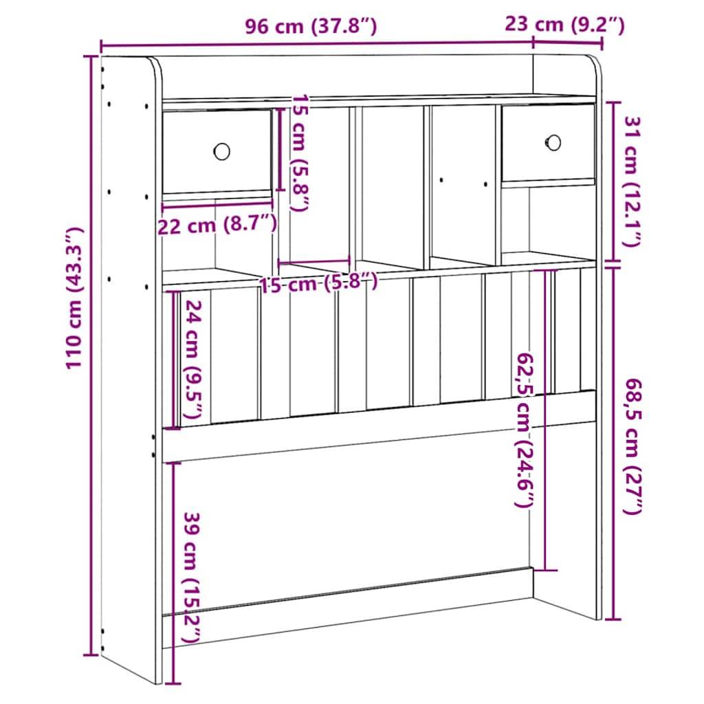 vidaXL Kopfteil mit Stauraum 90 cm Massivholz Kiefer