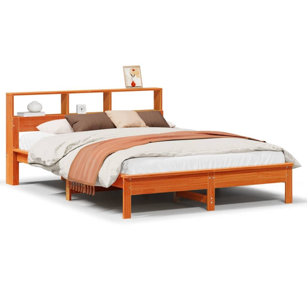 vidaXL Massivholzbett ohne Matratze Wachsbraun 150x200 cm Kiefernholz