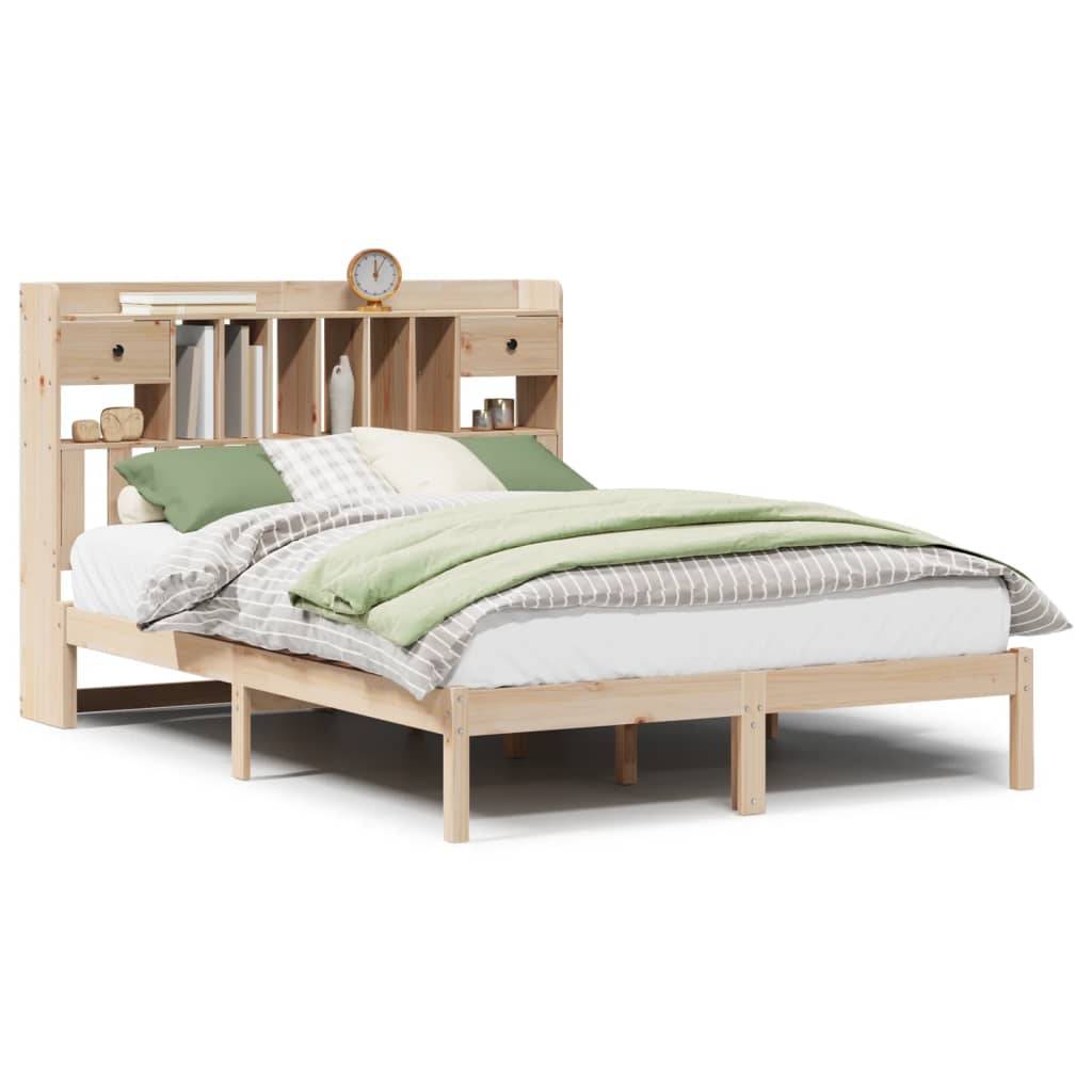 vidaXL Massivholzbett mit Regal ohne Matratze 140x190 cm Kiefernholz