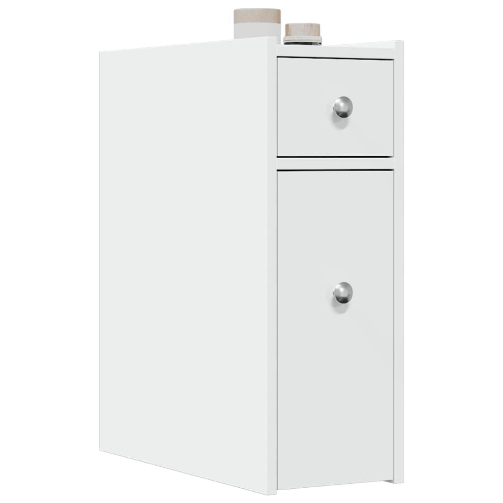 vidaXL Badschrank Schmal mit Rollen Weiß Holzwerkstoff