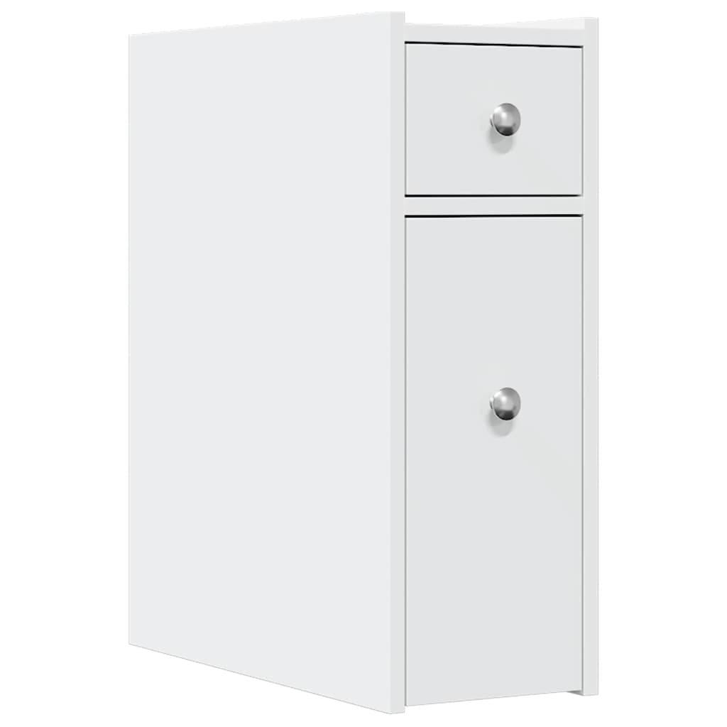 vidaXL Badschrank Schmal mit Rollen Weiß Holzwerkstoff