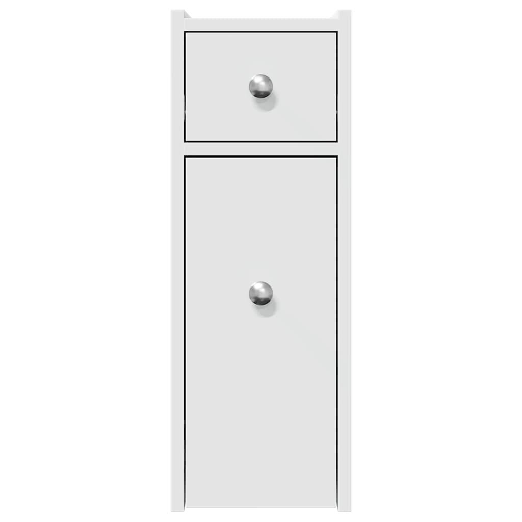 vidaXL Badschrank Schmal mit Rollen Weiß Holzwerkstoff