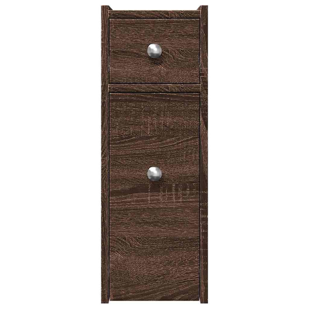 vidaXL Badschrank Schmal mit Rollen Eichen-Optik Holzwerkstoff
