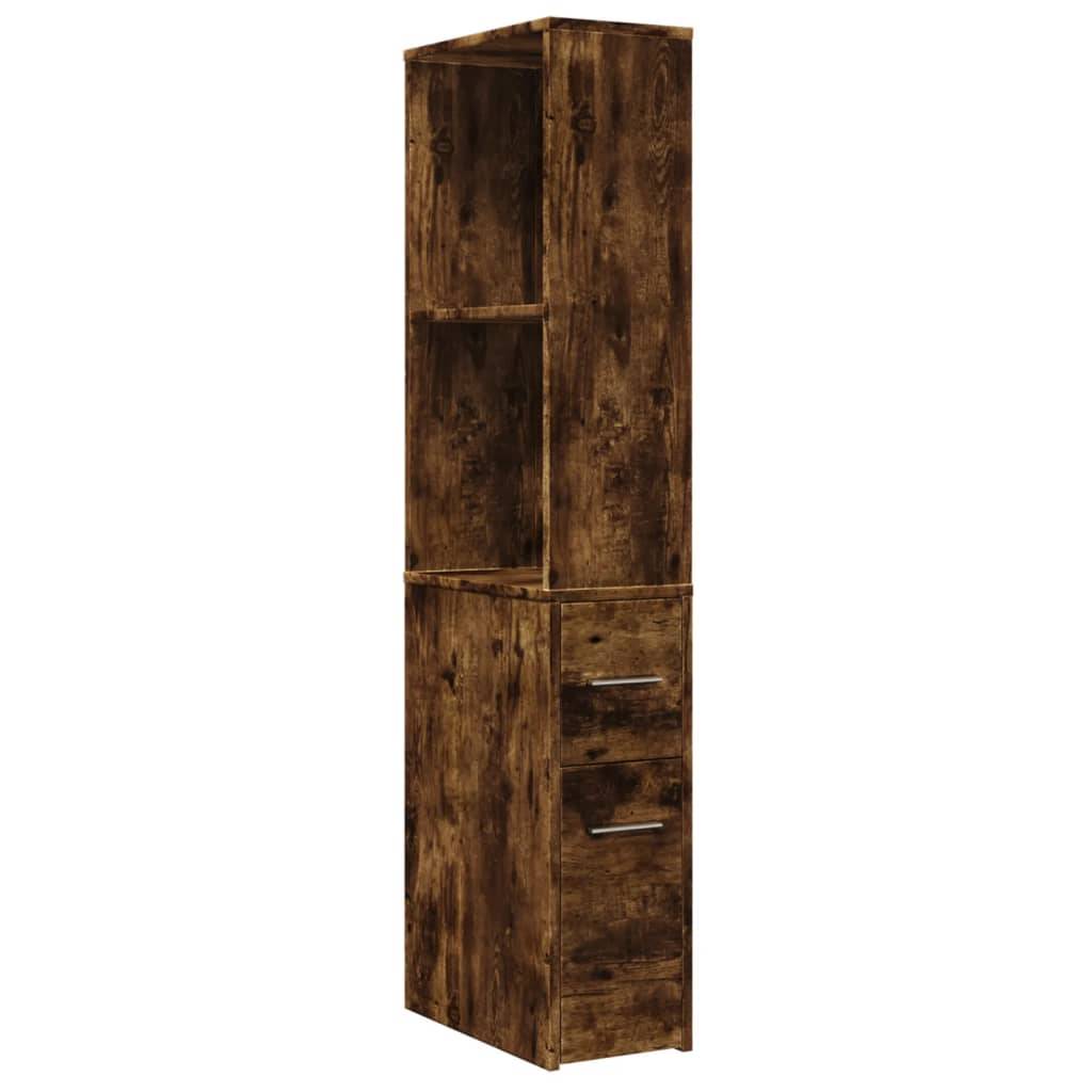 vidaXL Badschrank Schmal mit Rollen Räuchereiche Holzwerkstoff