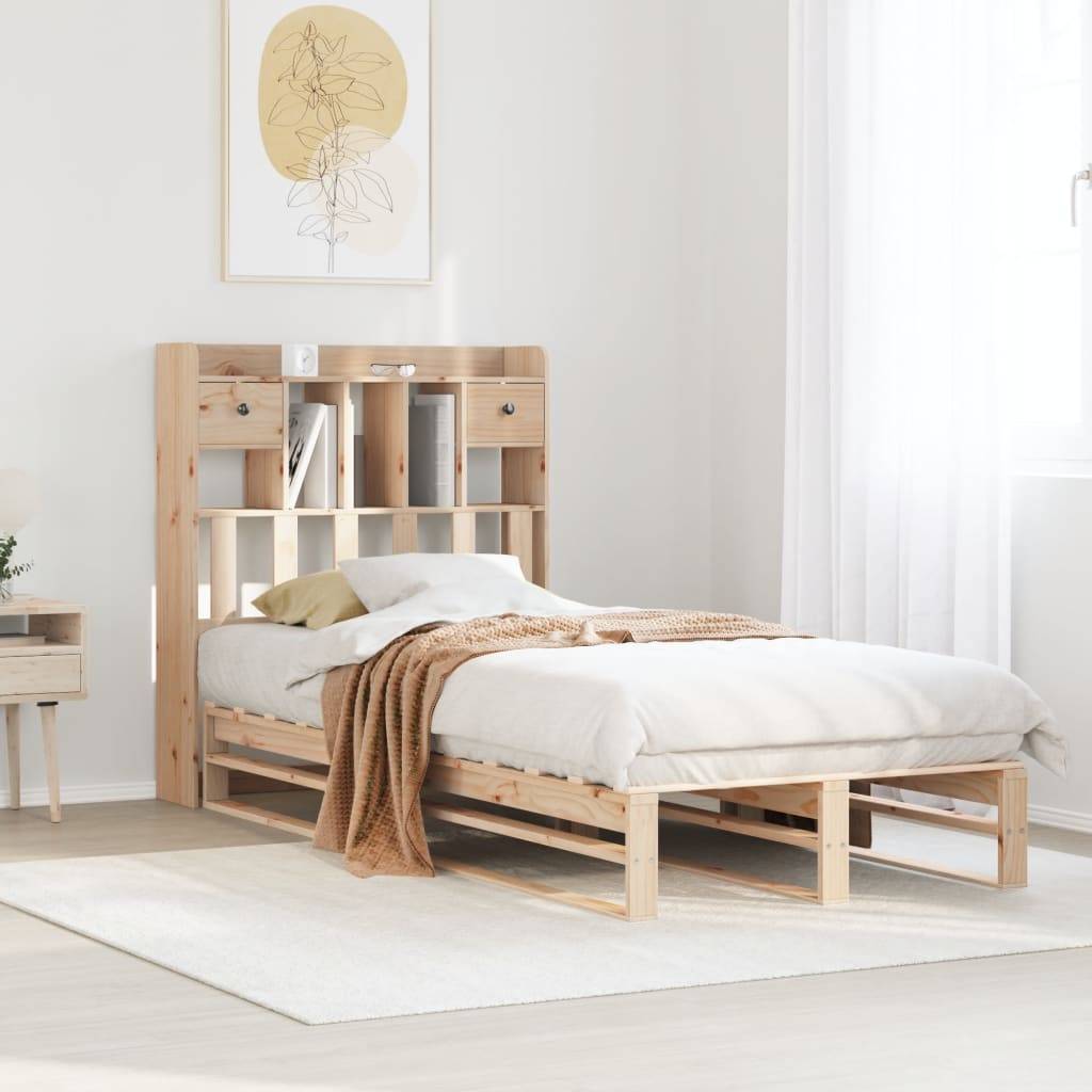 vidaXL Massivholzbett mit Regal ohne Matratze 90x200 cm Kiefer