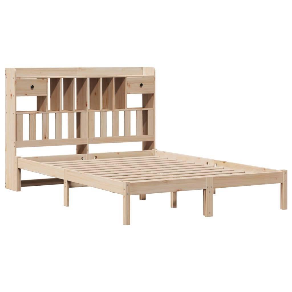 vidaXL Massivholzbett mit Regal ohne Matratze 140x190 cm Kiefernholz