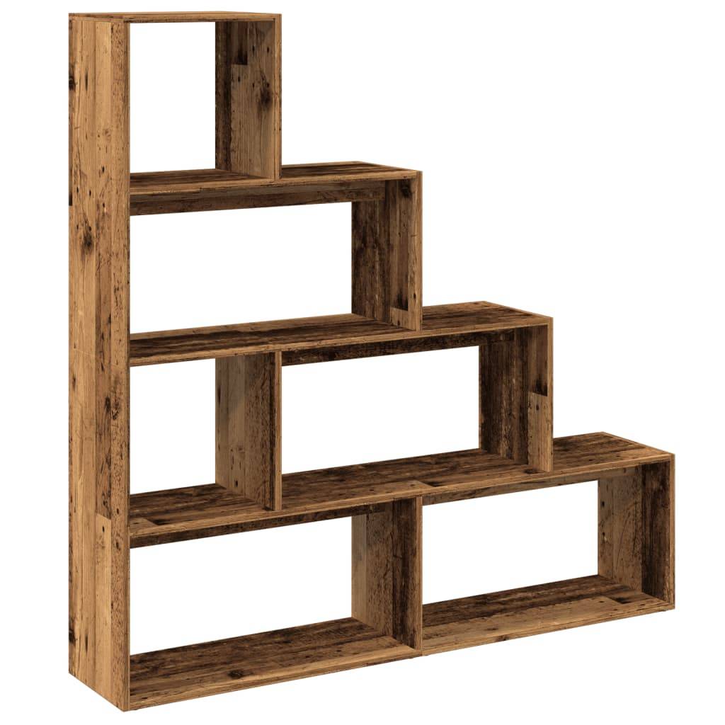 vidaXL Raumteiler-Bücherregal 4 Stufen Altholz-Optik 143,5x29x143,5 cm