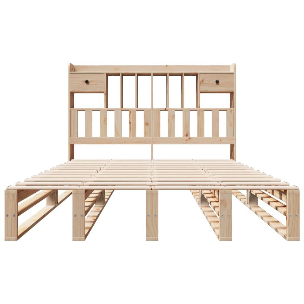 vidaXL Massivholzbett mit Regal ohne Matratze 140x190 cm Kiefernholz