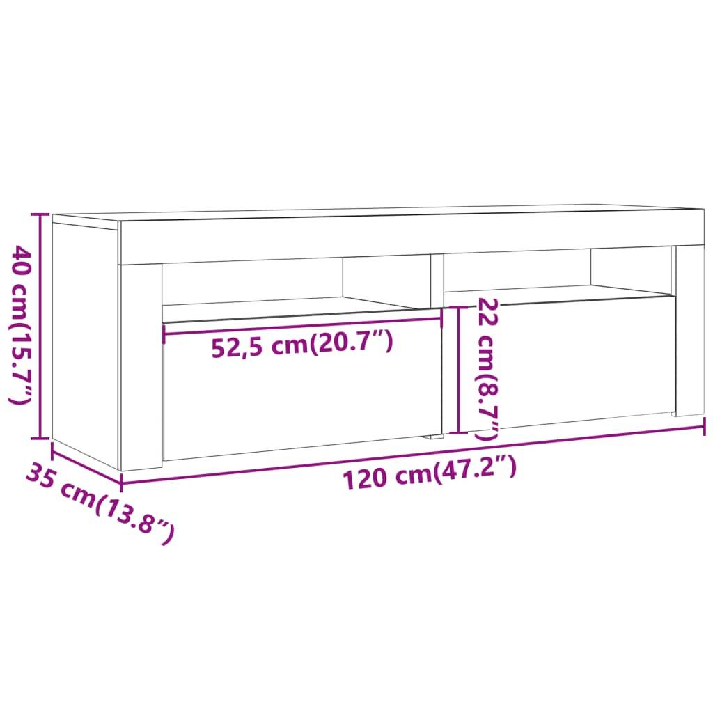 vidaXL TV-Schrank mit LED Artisan-Eiche 120x35x40 cm Holzwerkstoff